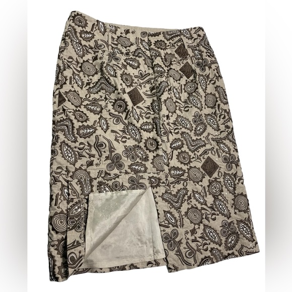 Dizzy Lizzy Heavily Embroidered linen cotton Skirt beige browns  size 4 - Picture 6 of 16